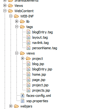 Screenshot of JSPs in an NSF
