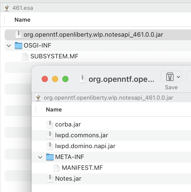 Contents of a generated ESA file