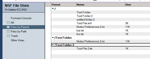 Screen shot of the File Store NSF