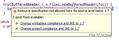 Eclipse quick fix