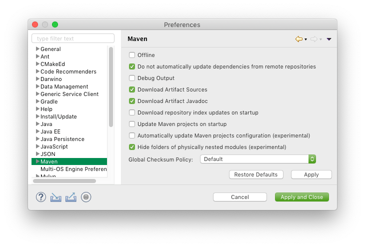 Eclipse's Maven preferences