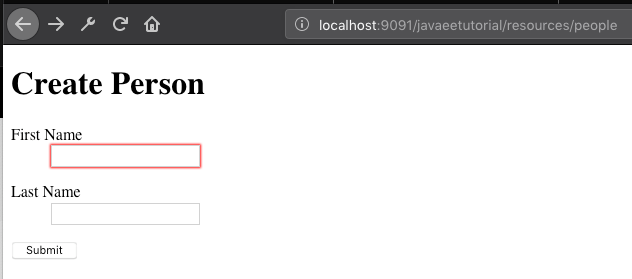 Create Person page