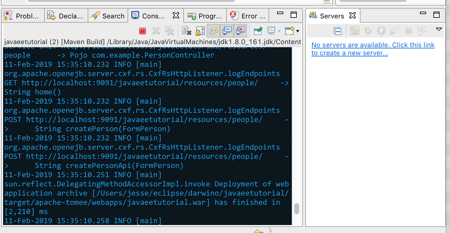 Eclipse Servers view