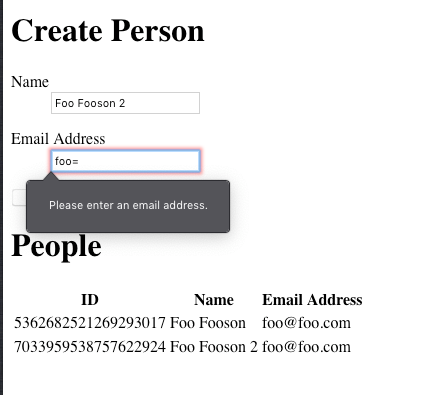 Updated UI with person listing